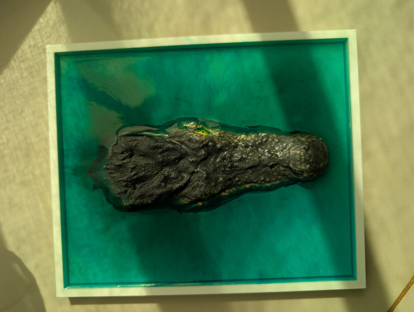 3D Printed Crocodile with Epoxy Resin Water
